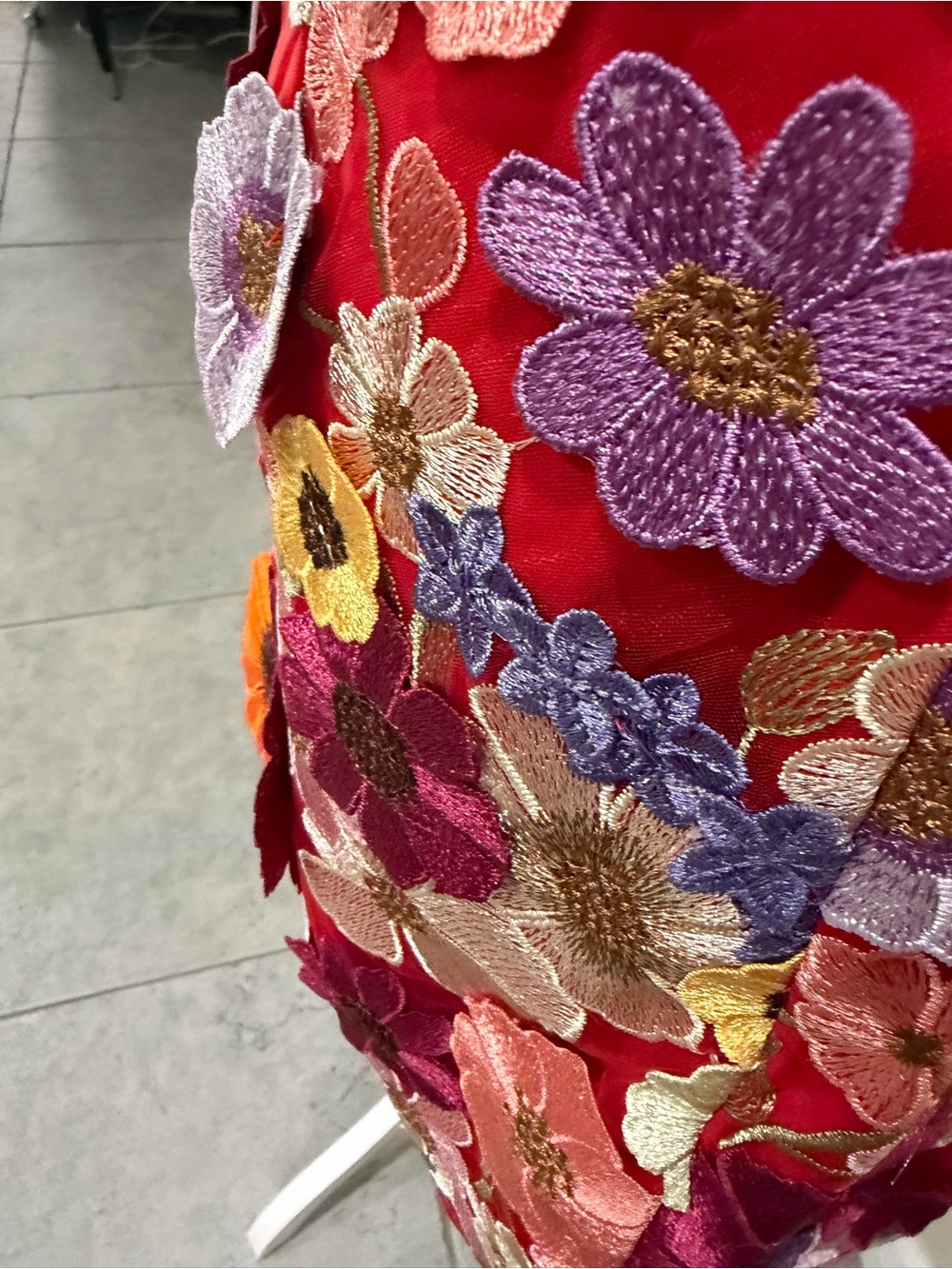 Endless Rose Mini Pencil Skirt Size L Red Multicolor Floral Embroidery 3D Petals - Picture 6 of 14